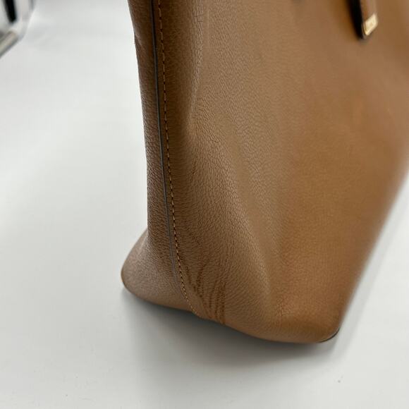 Michael Kors Karson Camel Brown Pebbled Leather Carry All Tote Bag Luggage Large - Picture 10 of 16